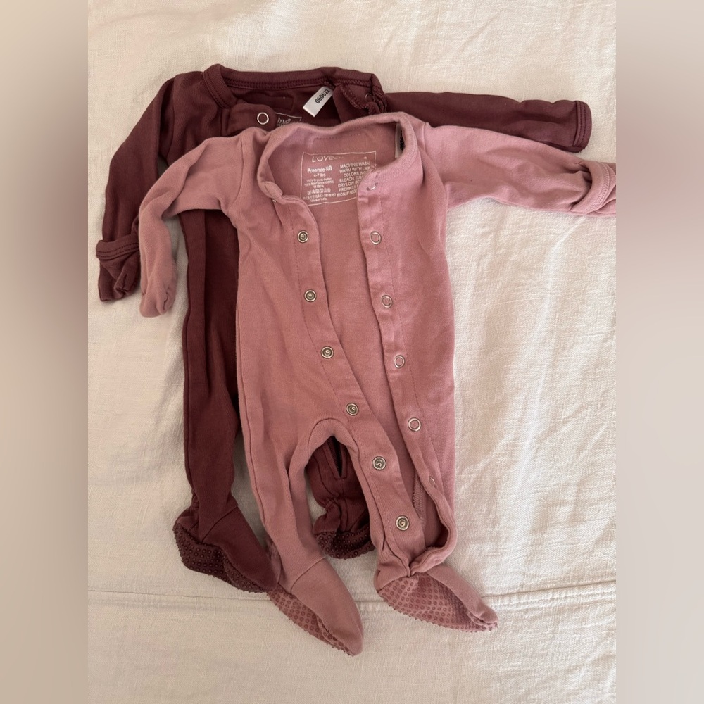 L’ovedbaby Purple Footies - preemie-newborn